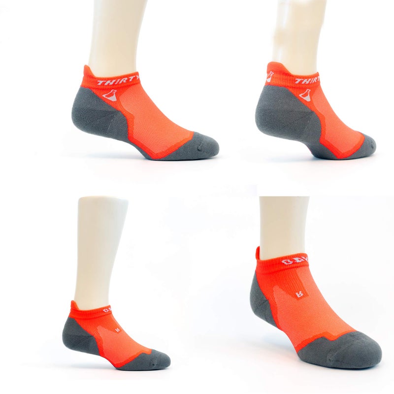 Thirty48 Ultralight Athletic Running Socks for Men and Women with Seamless Toe, Moisture Wicking, Cushion Padding (Medium - Women 7-8.5 // Men 8-9.5, [3 Pairs] Orange/Gray) - Image 3